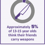 Approximately 5% of 13-15 year olds think their friends carry weapons.