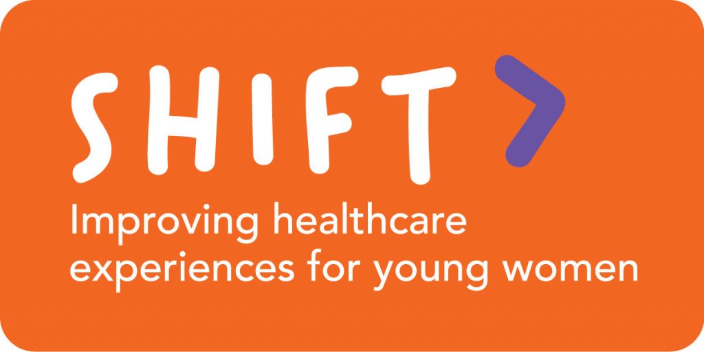 Shift logo on orange background. Text in white below logo reads: 